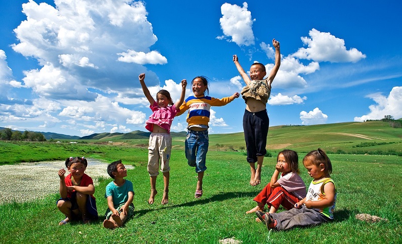 Children playing on the ground