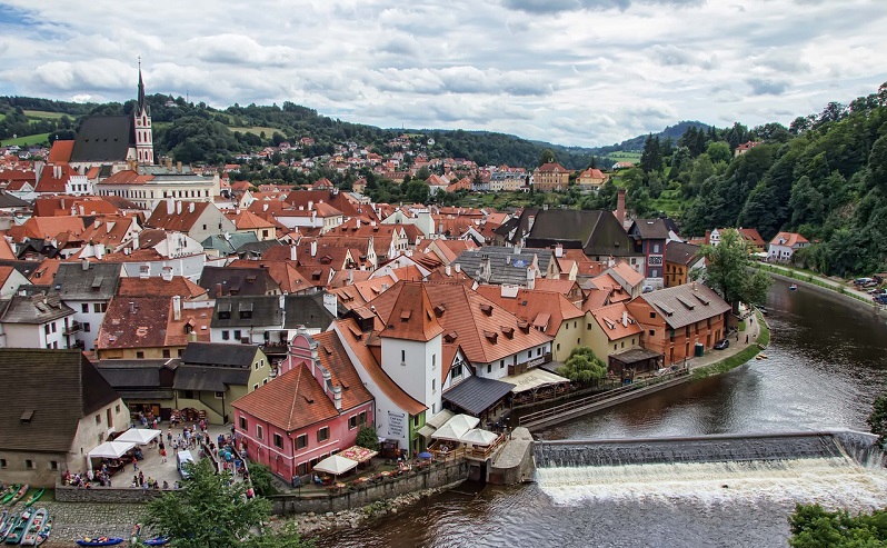 Buildings with red roofs